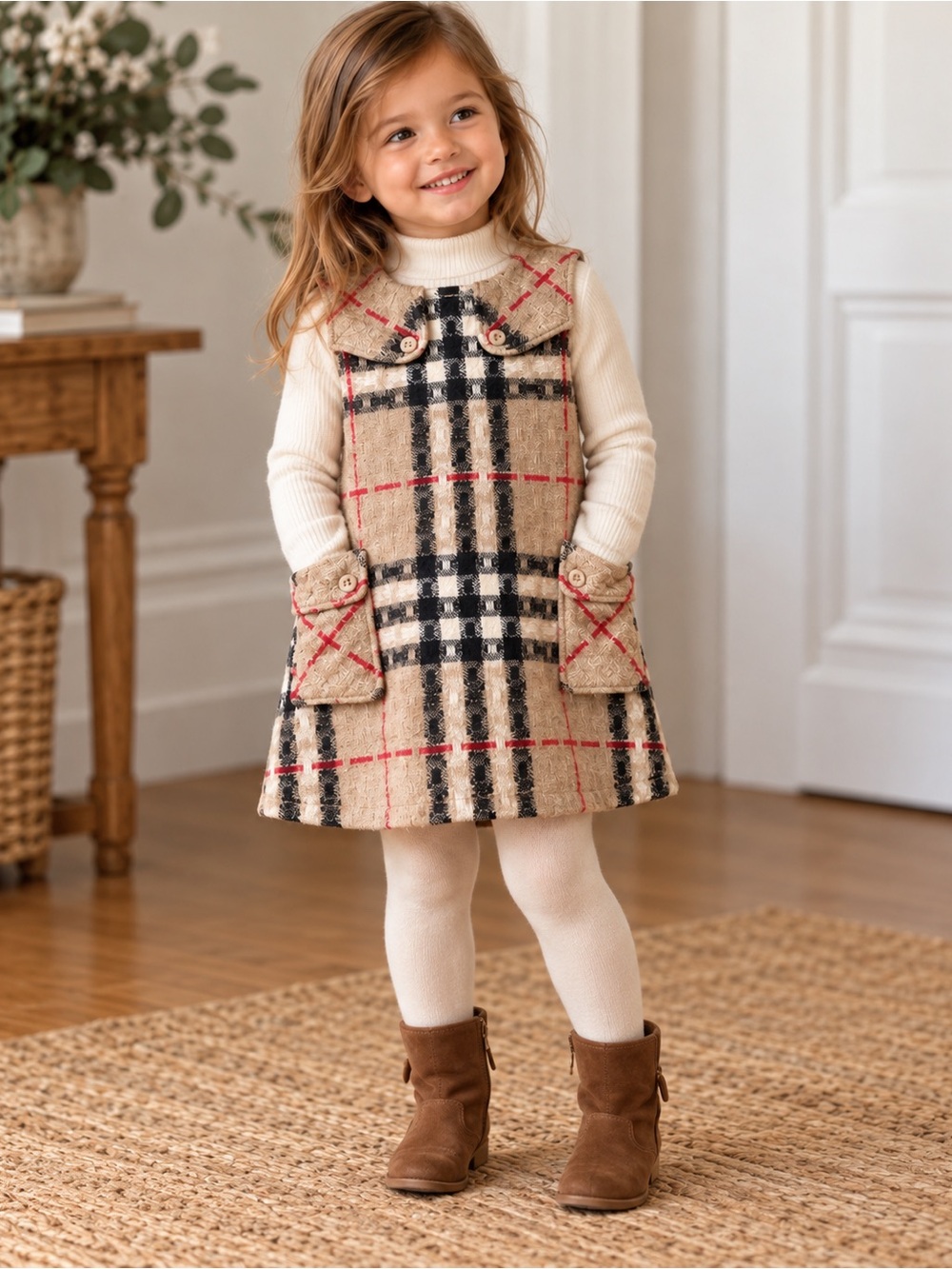 Dress wool 3T sleeveless Burberry beige